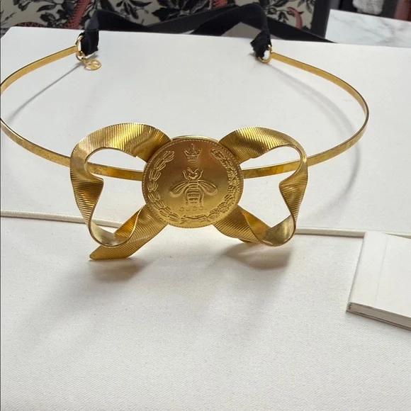 Gucci Gold Coin and Bow Headband in Sleeper Bag and Gift Box
